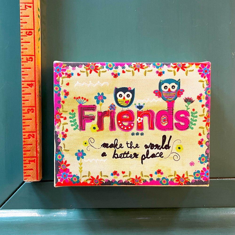 NWT Natural Life Mini Word Art Canvas • Friends Make the World a Better Place